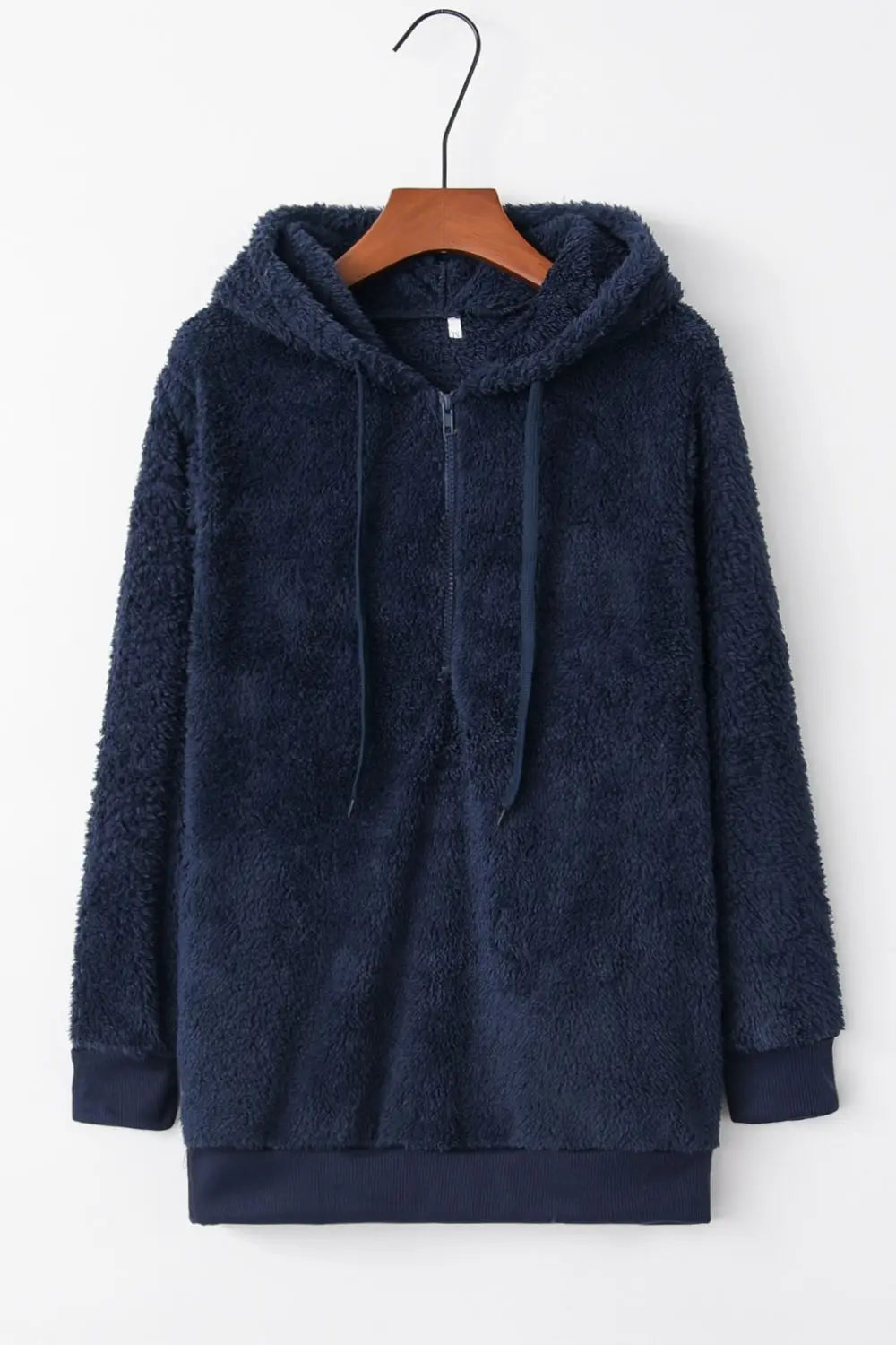 Full Size Quarter-Zip Drawstring Teddy Hoodie Trendsi