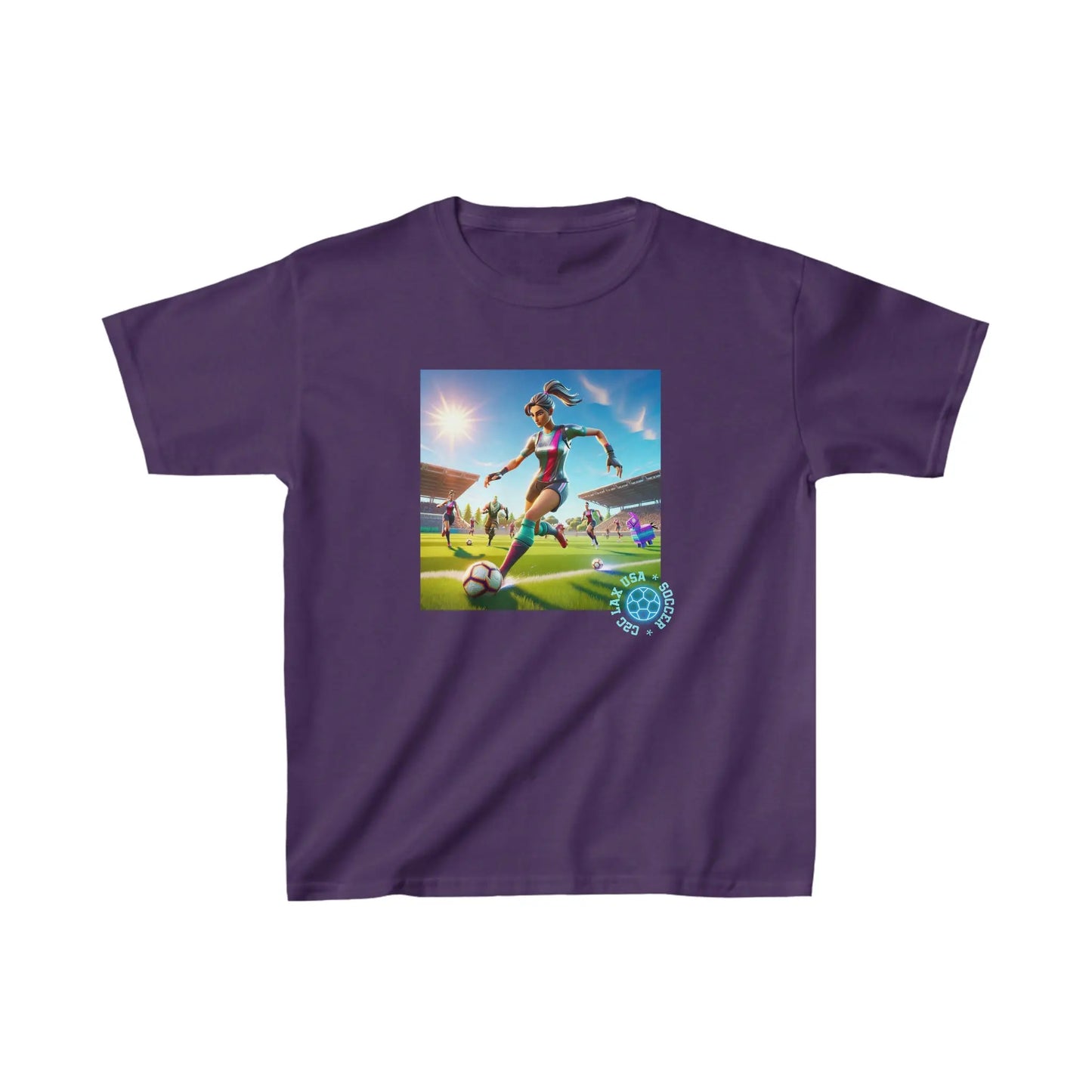Gamer Soccer Girl Kids Heavy Cotton™ Tee Printify