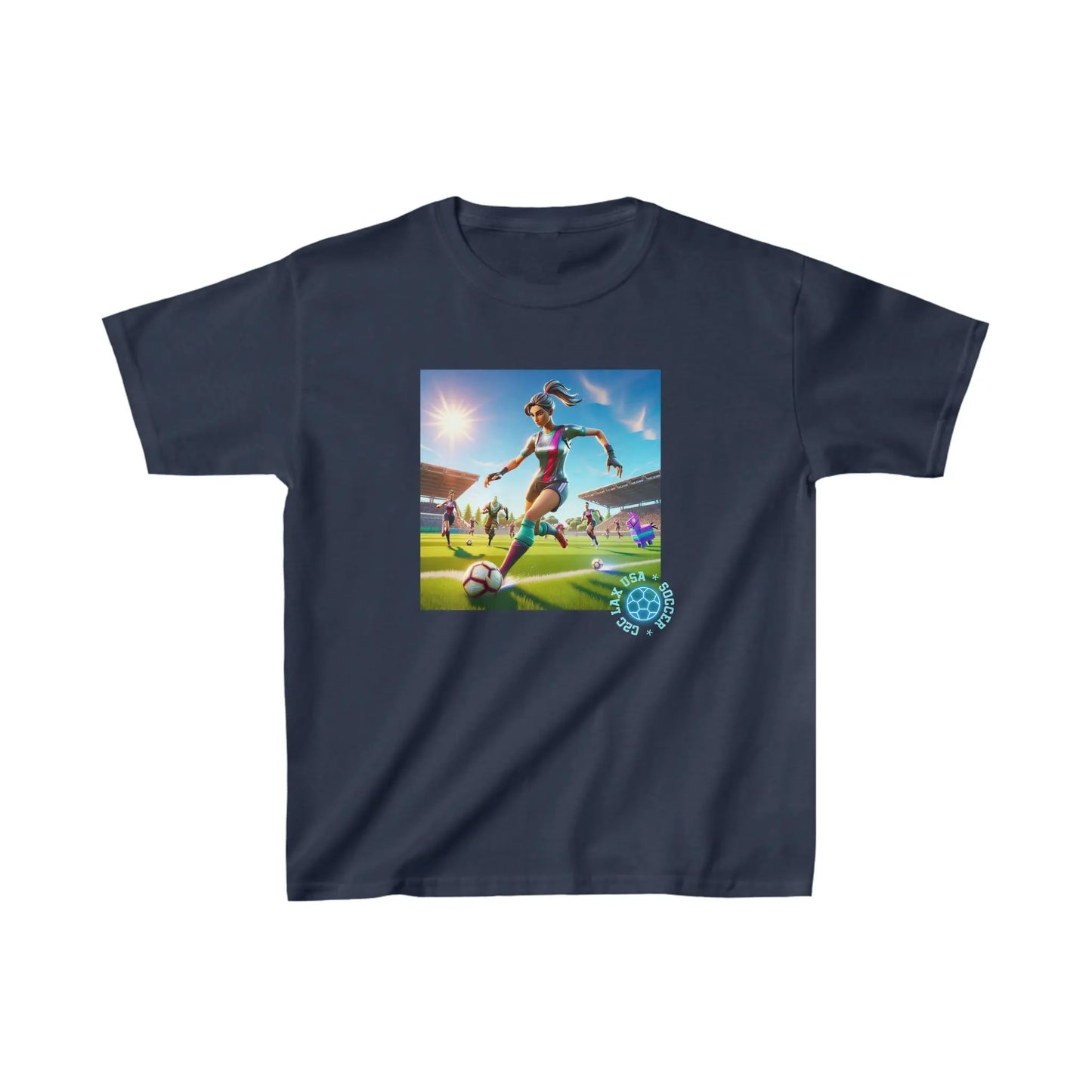 Gamer Soccer Girl Kids Heavy Cotton™ Tee Printify