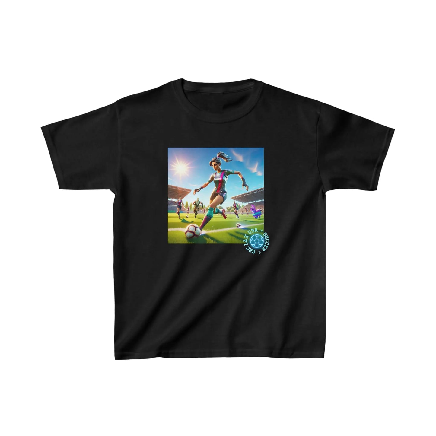 Gamer Soccer Girl Kids Heavy Cotton™ Tee Printify