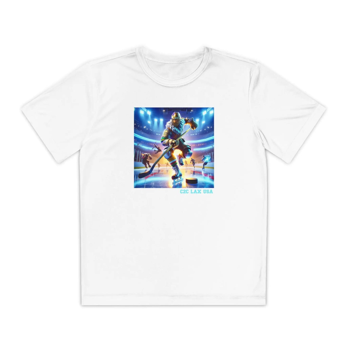 Gamer Ice Hockey Youth Moisture Wicking Tee Printify