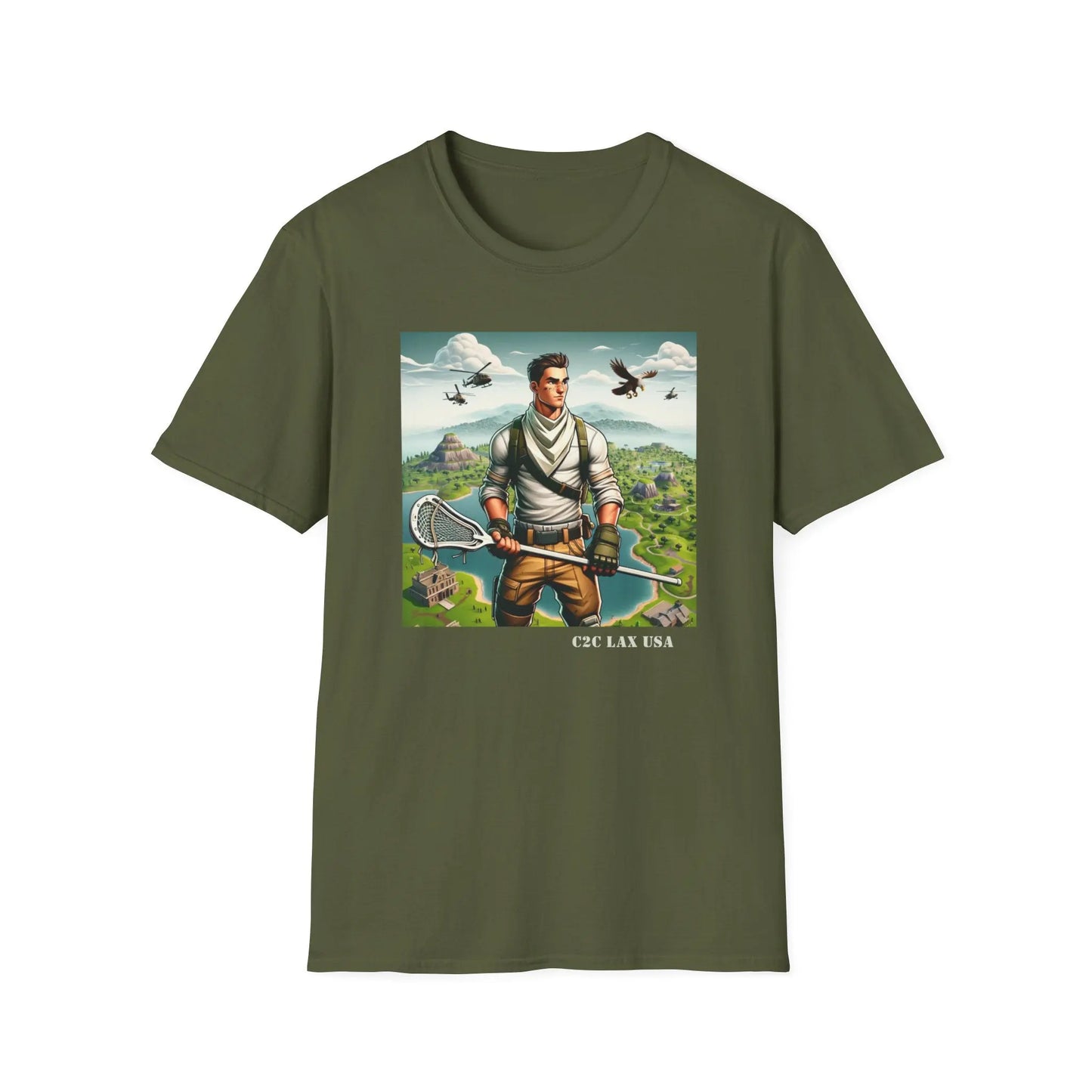 Military Lacrosse Cotton Unisex Softstyle T-Shirt Printify