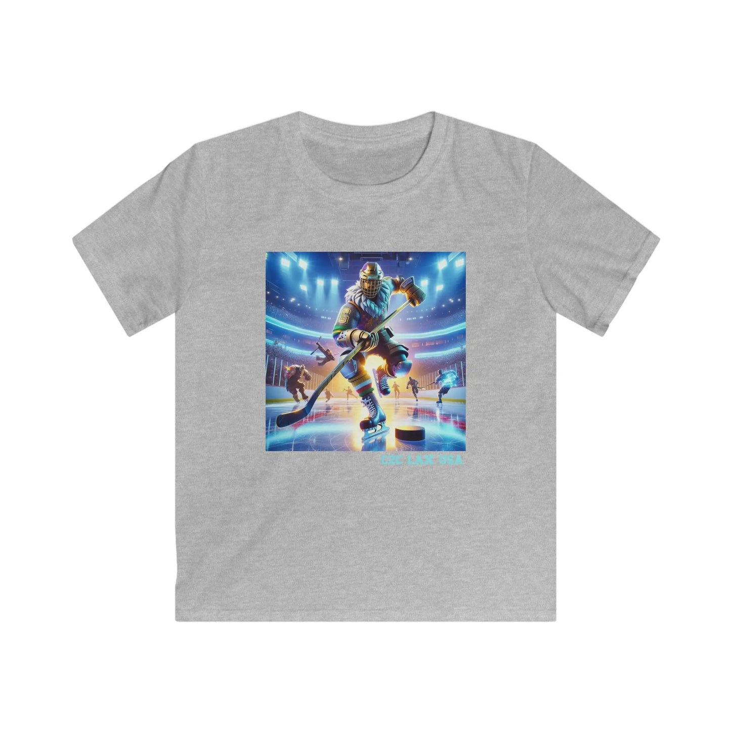 Gamer Ice Hockey Kids Softstyle Tee Printify