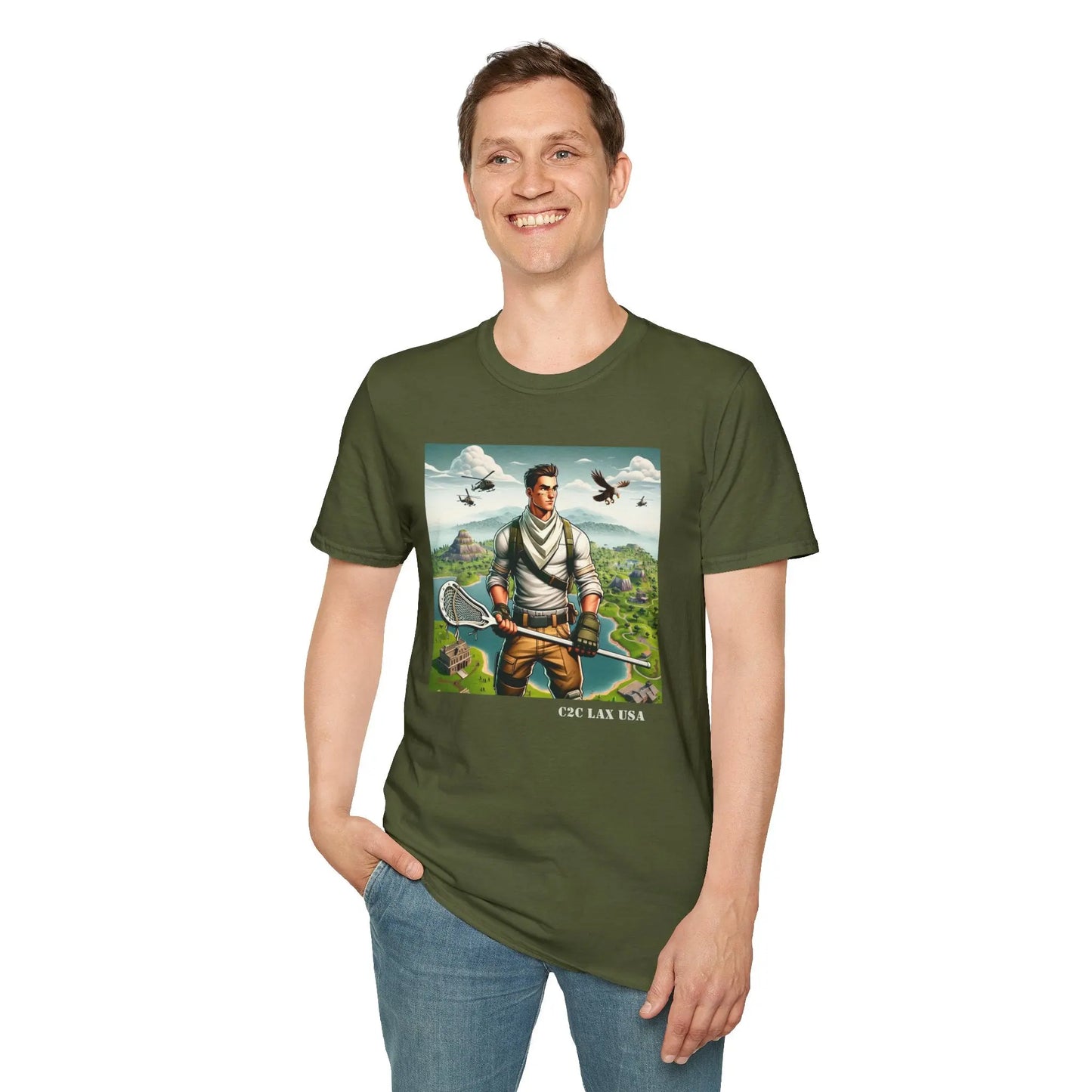 Military Lacrosse Cotton Unisex Softstyle T-Shirt Printify