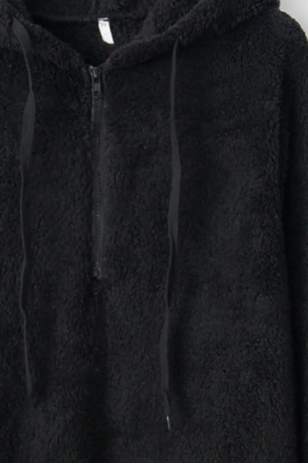 Full Size Quarter-Zip Drawstring Teddy Hoodie Trendsi