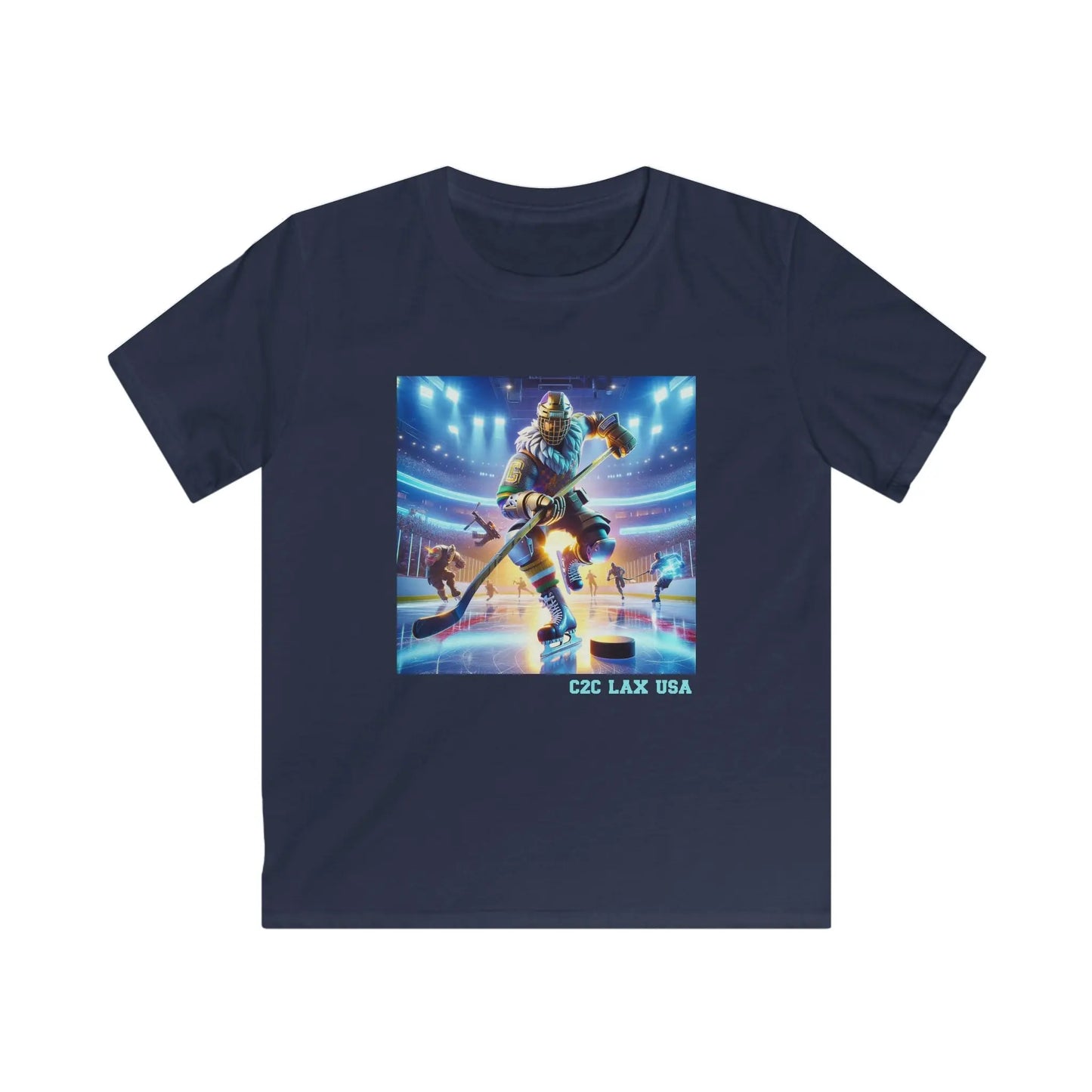 Gamer Ice Hockey Kids Softstyle Tee Printify