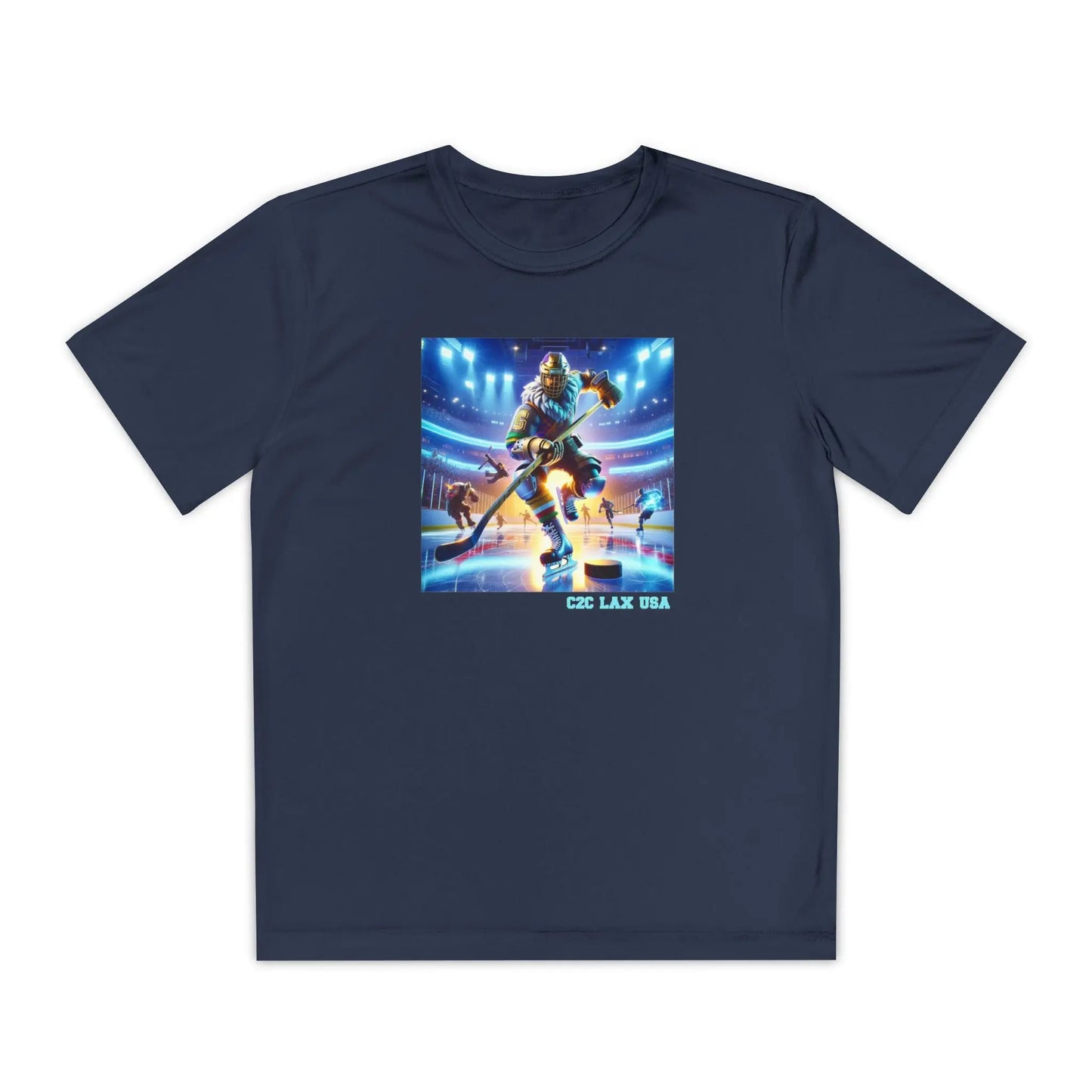 Gamer Ice Hockey Youth Moisture Wicking Tee Printify