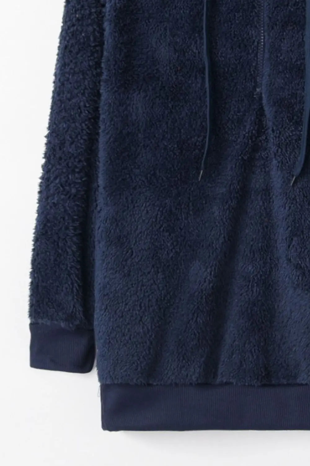 Full Size Quarter-Zip Drawstring Teddy Hoodie Trendsi