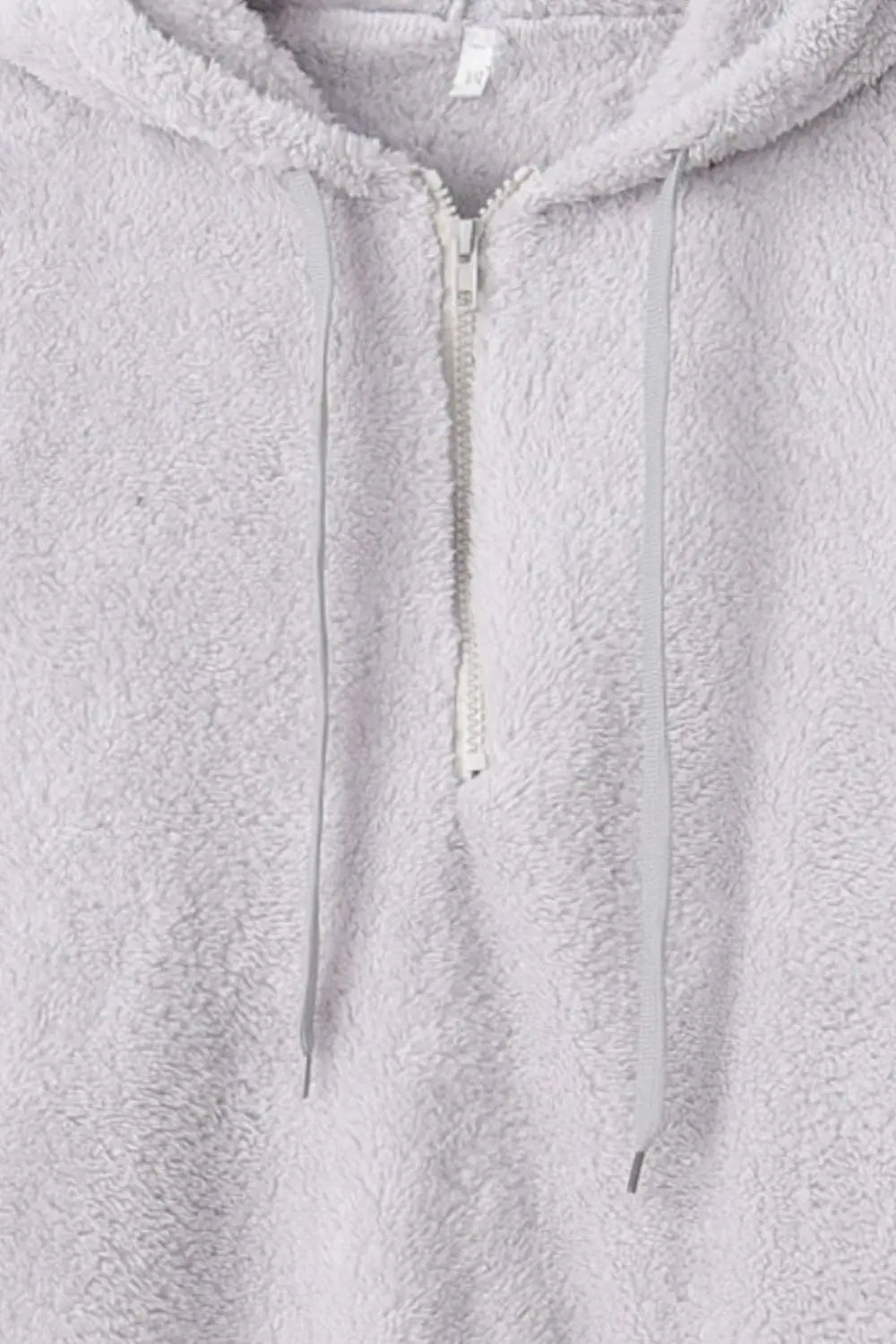 Full Size Quarter-Zip Drawstring Teddy Hoodie Trendsi
