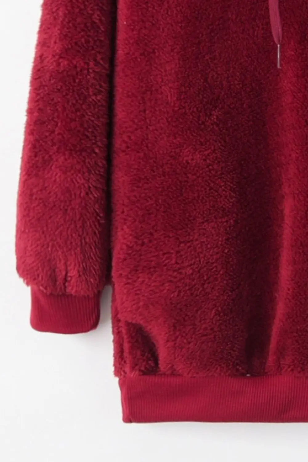 Full Size Quarter-Zip Drawstring Teddy Hoodie Trendsi