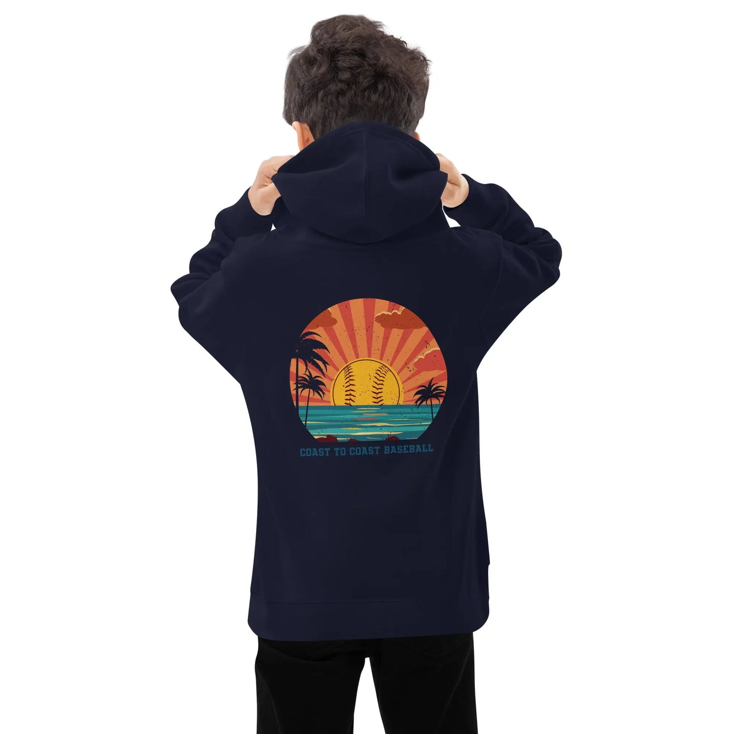 Kids Coastal Baseball fleece hoodie Coast 2 Coast Lax USA