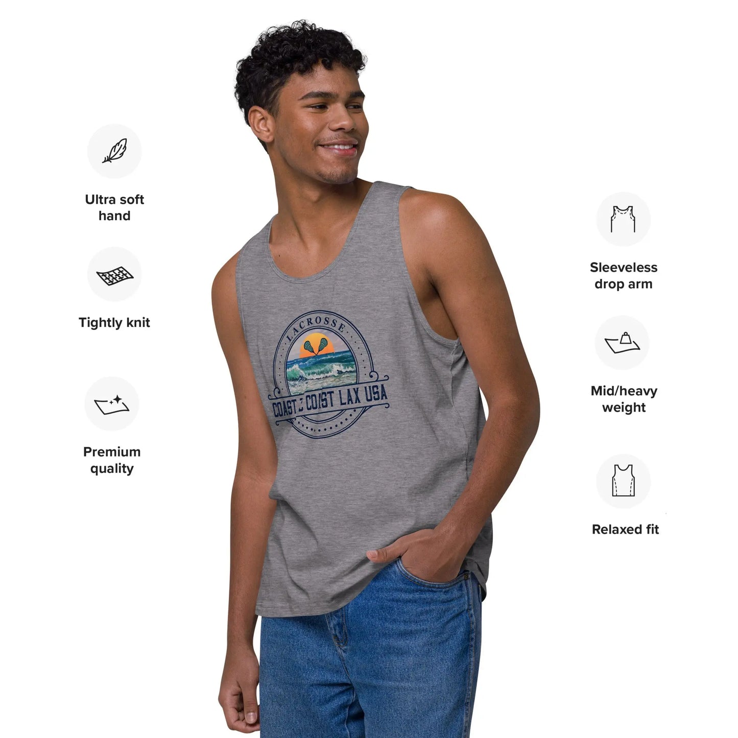 Men’s premium tank top Coast 2 Coast Lax USA