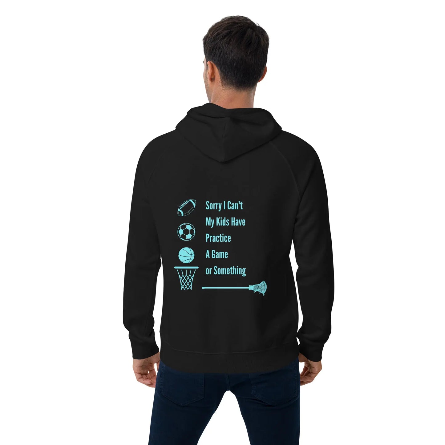 Sorry I Can't Unisex eco raglan hoodie Coast 2 Coast Lax USA