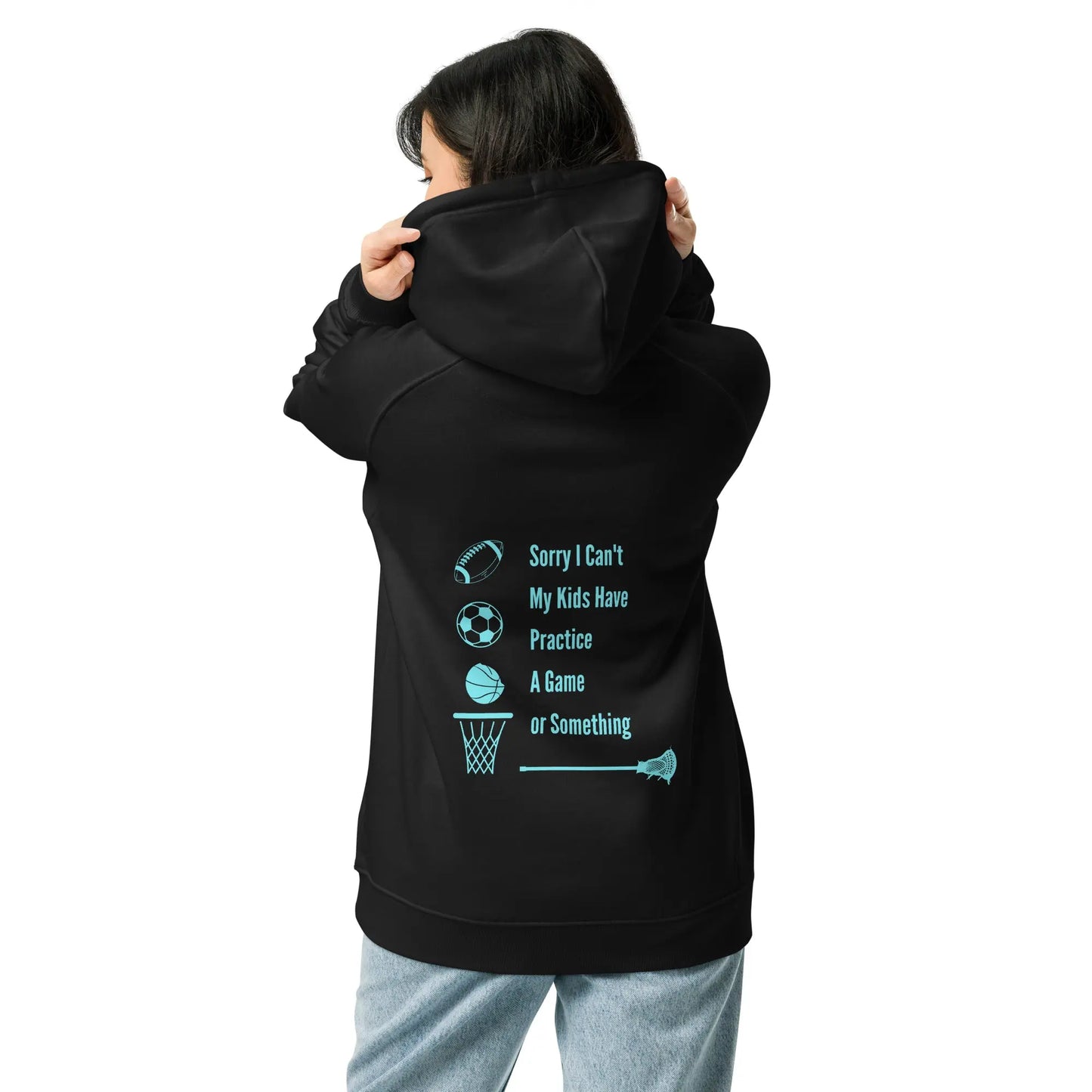 Sorry I Can't Unisex eco raglan hoodie Coast 2 Coast Lax USA