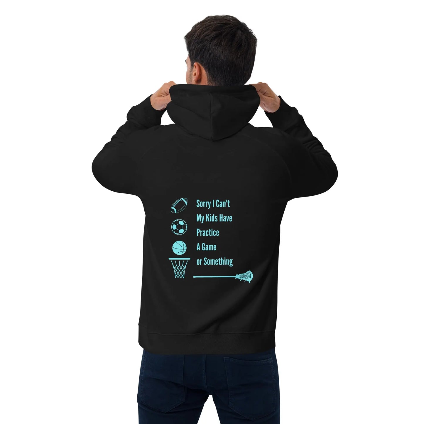 Sorry I Can't Unisex eco raglan hoodie Coast 2 Coast Lax USA
