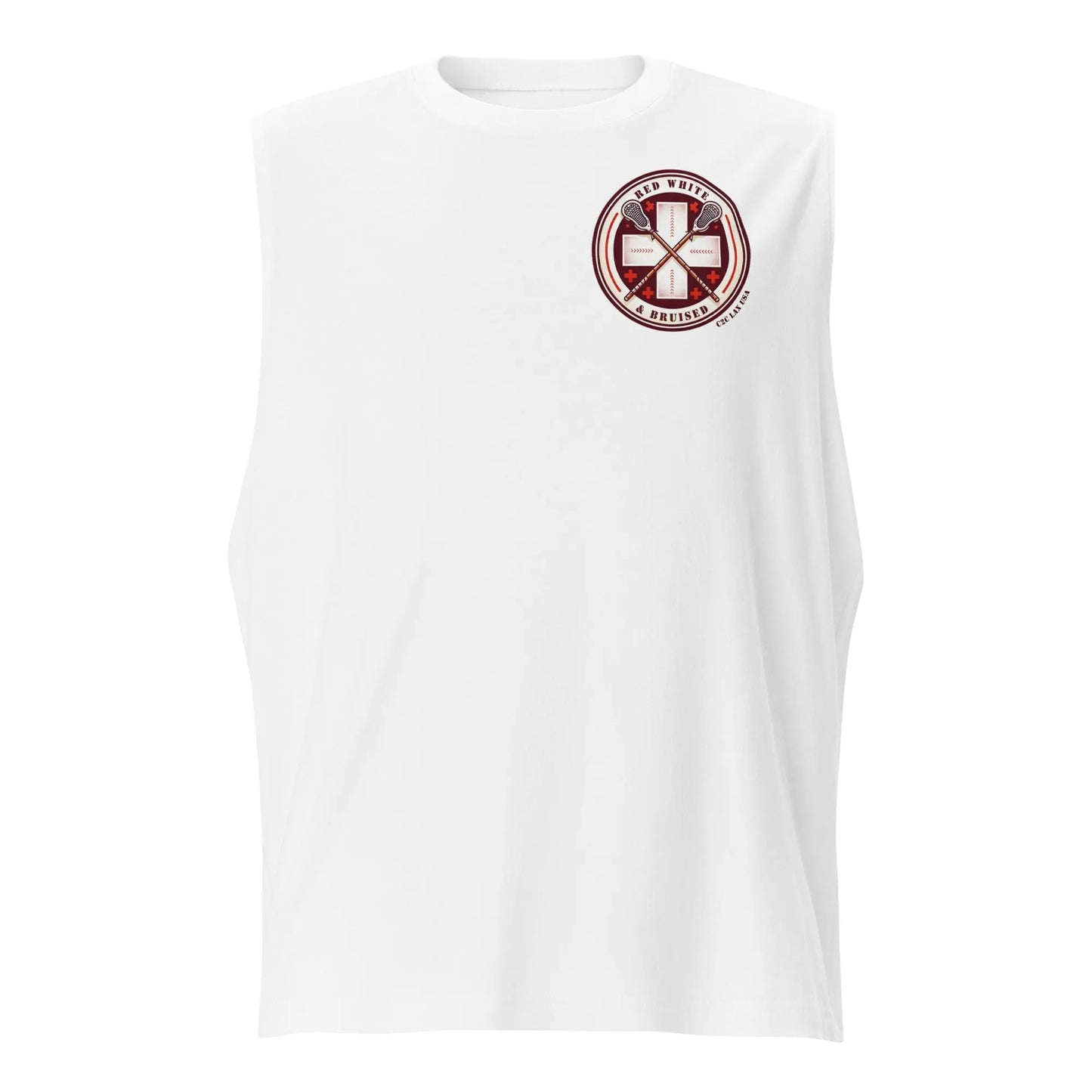 Red White and Bruised Muscle Shirt Coast 2 Coast Lax USA