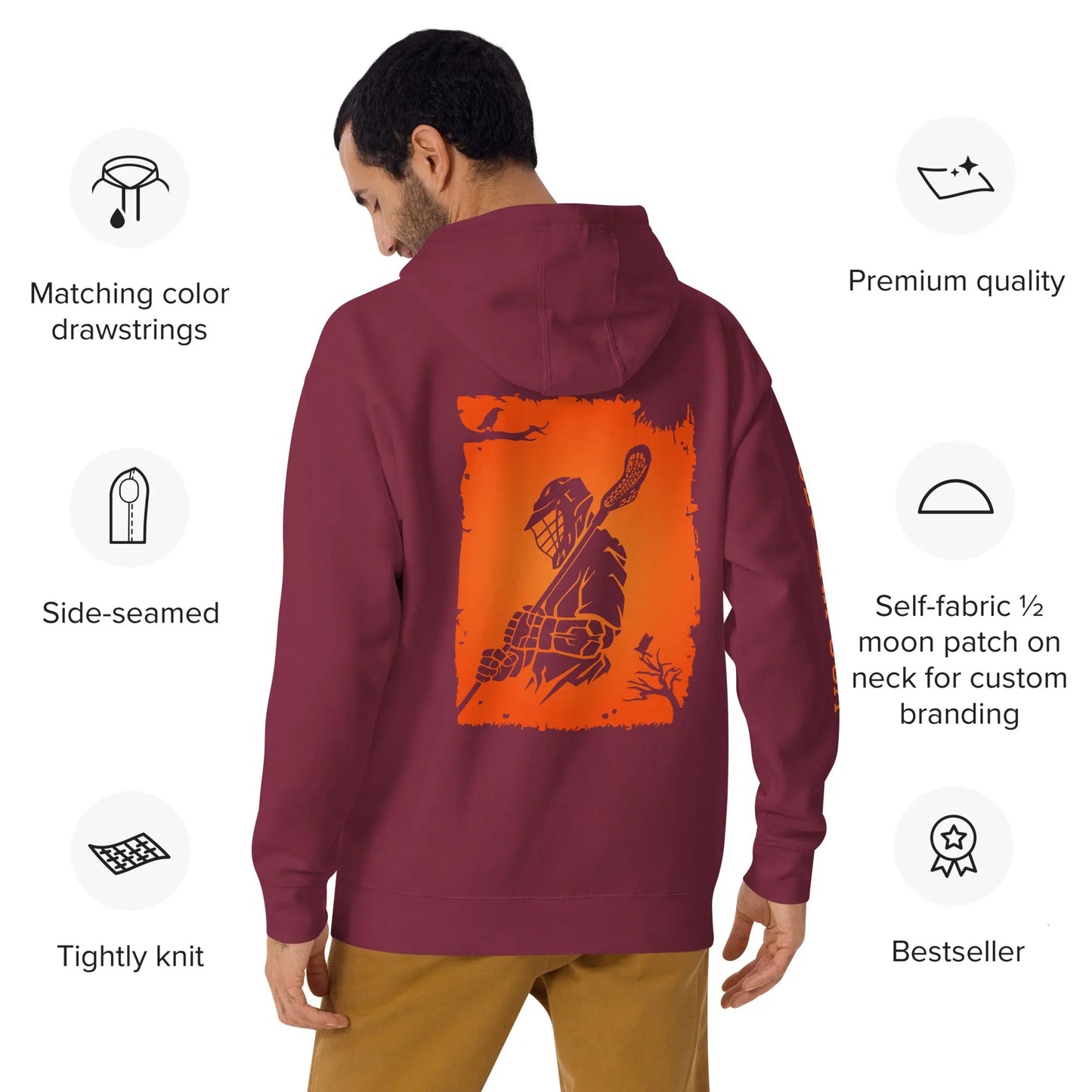 Adult Fall/Halloween Lacrosse Player Hoodie Coast 2 Coast Lax USA