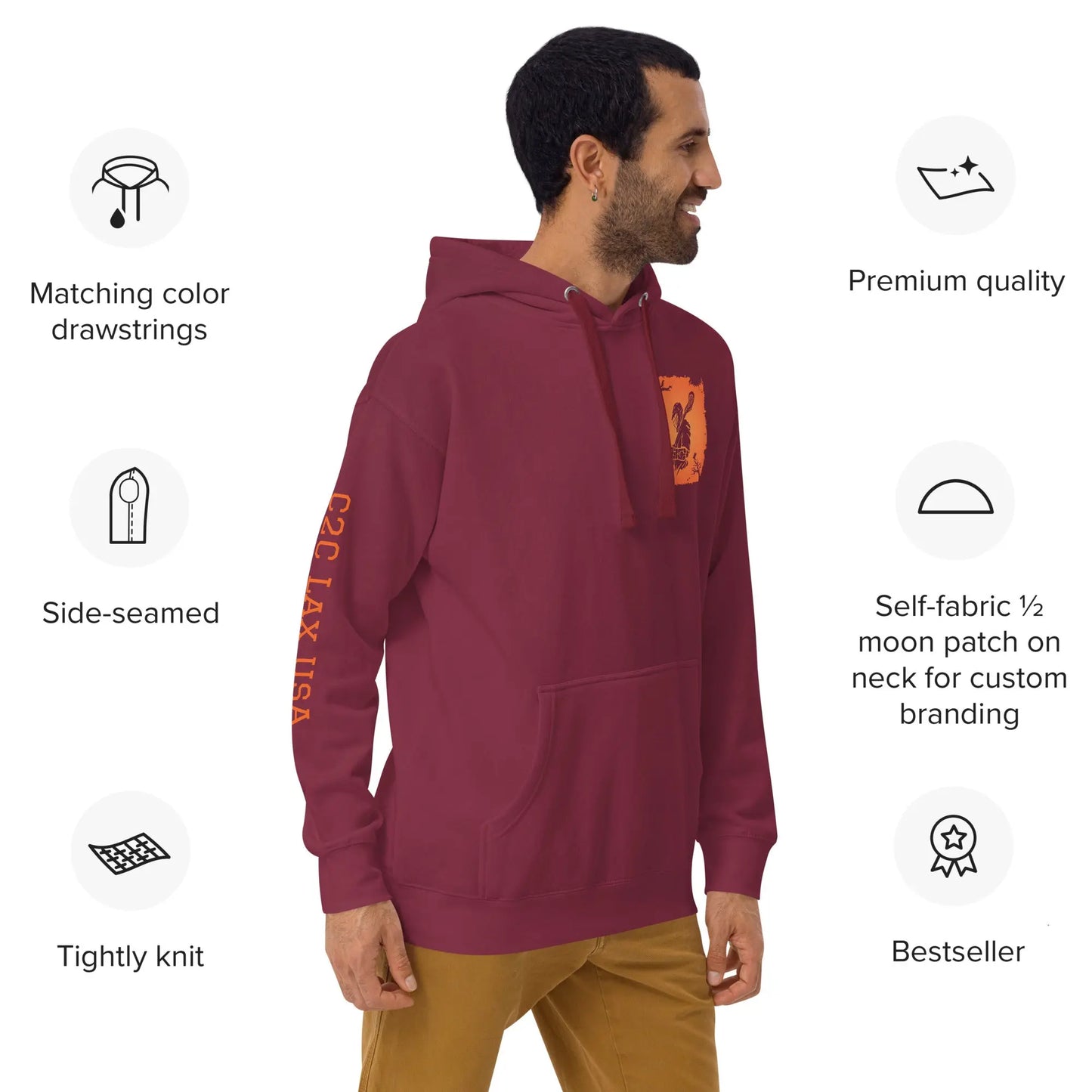 Adult Fall/Halloween Lacrosse Player Hoodie Coast 2 Coast Lax USA