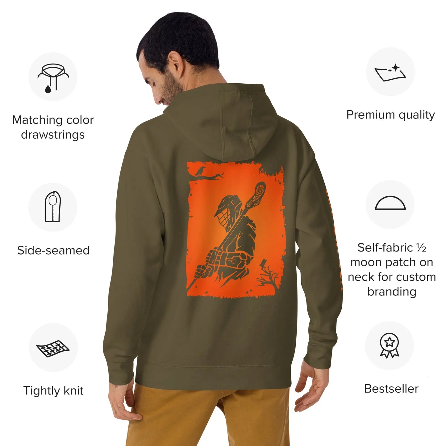 Adult Fall/Halloween Lacrosse Player Hoodie Coast 2 Coast Lax USA