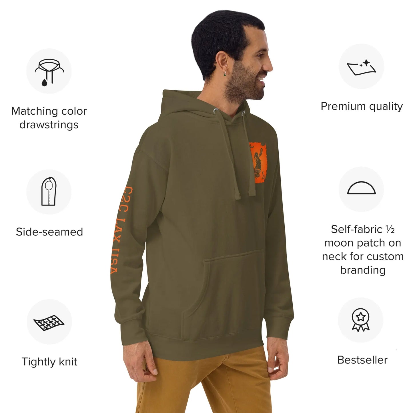 Adult Fall/Halloween Lacrosse Player Hoodie Coast 2 Coast Lax USA