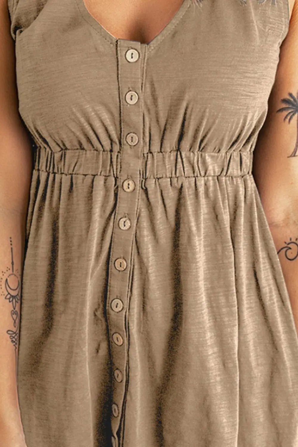 Sleeveless Button Down Mini Dress Trendsi