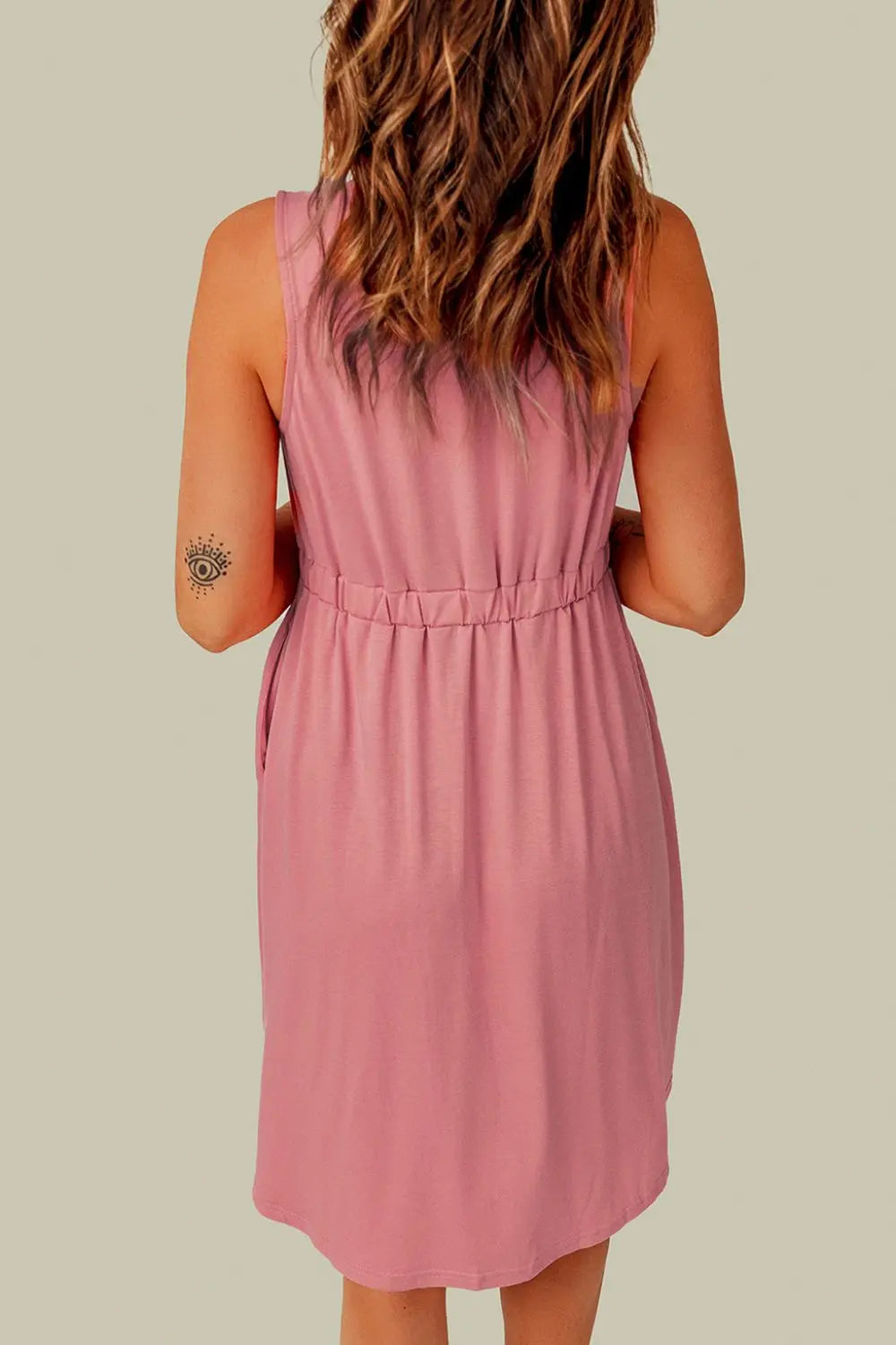 Sleeveless Button Down Mini Dress Trendsi