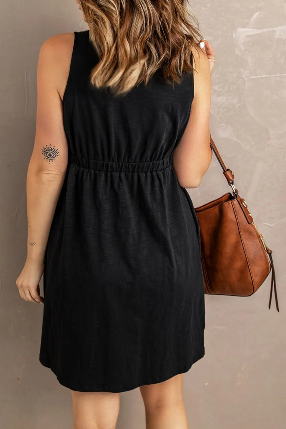 Sleeveless Button Down Mini Dress Trendsi