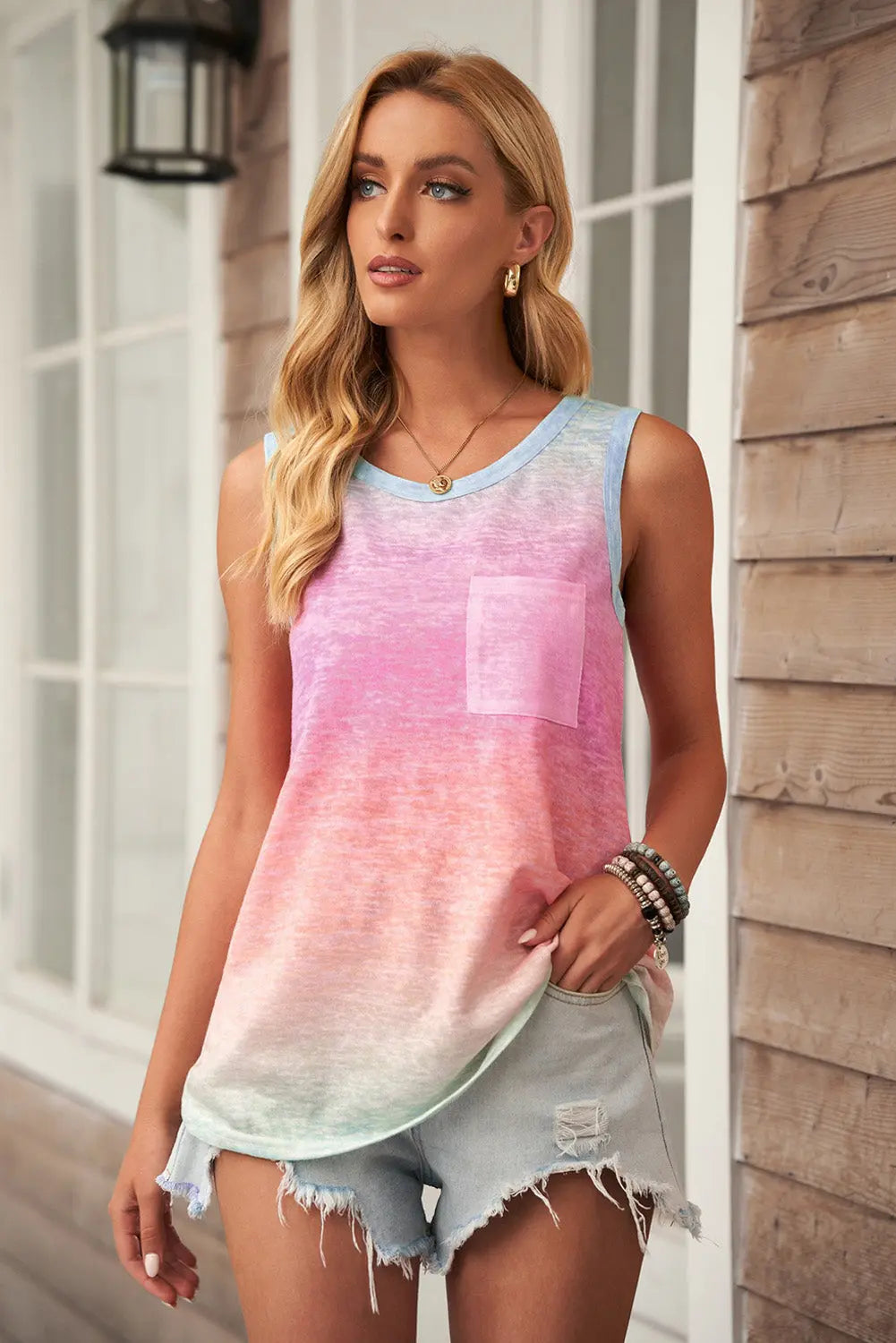 Gradient Pocket Tank Trendsi