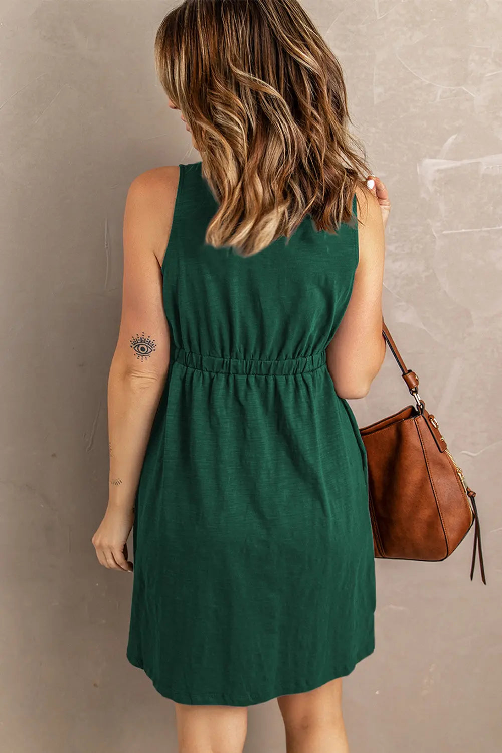 Sleeveless Button Down Mini Dress Trendsi