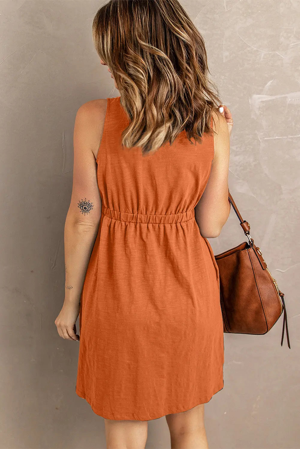 Sleeveless Button Down Mini Dress Trendsi