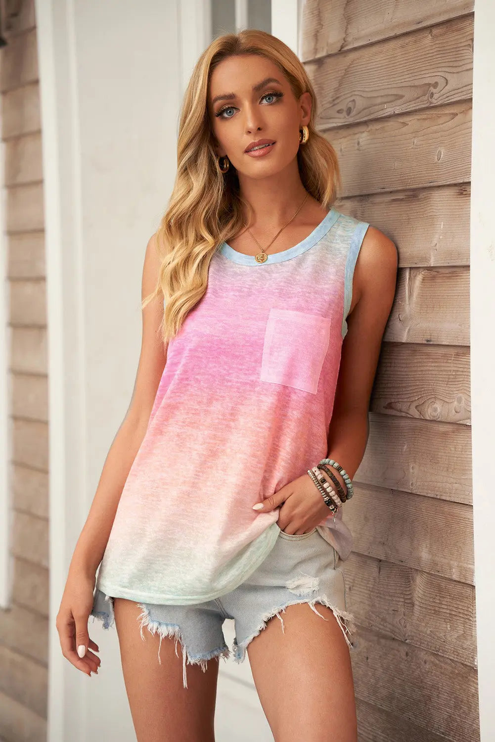 Gradient Pocket Tank Trendsi