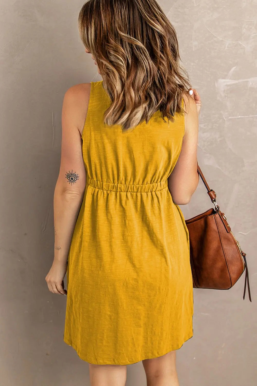 Sleeveless Button Down Mini Dress Trendsi