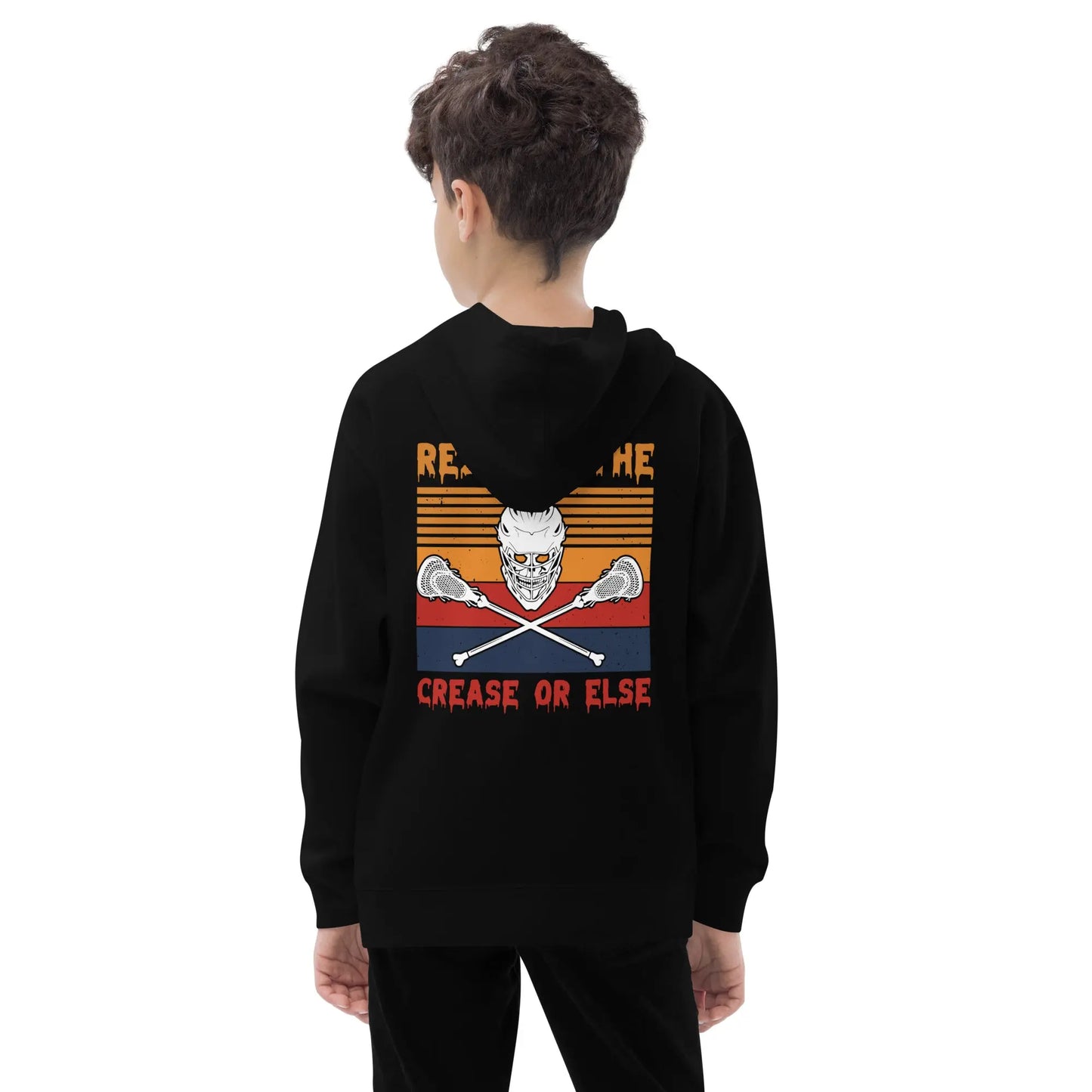 Halloween Lacrosse Respect the Crease Kids fleece hoodie Coast 2 Coast Lax USA