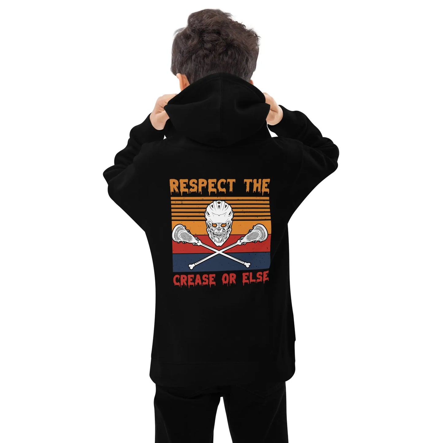 Halloween Lacrosse Respect the Crease Kids fleece hoodie Coast 2 Coast Lax USA