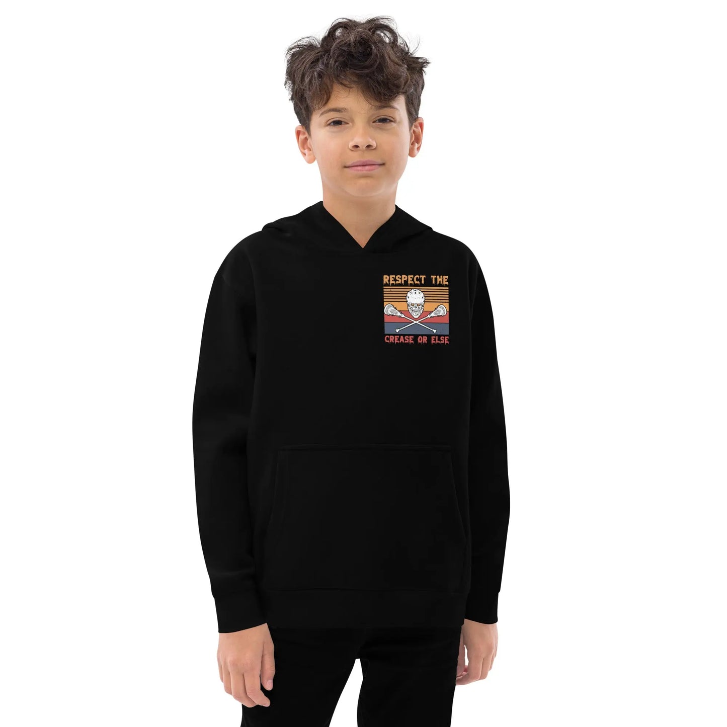 Halloween Lacrosse Respect the Crease Kids fleece hoodie Coast 2 Coast Lax USA