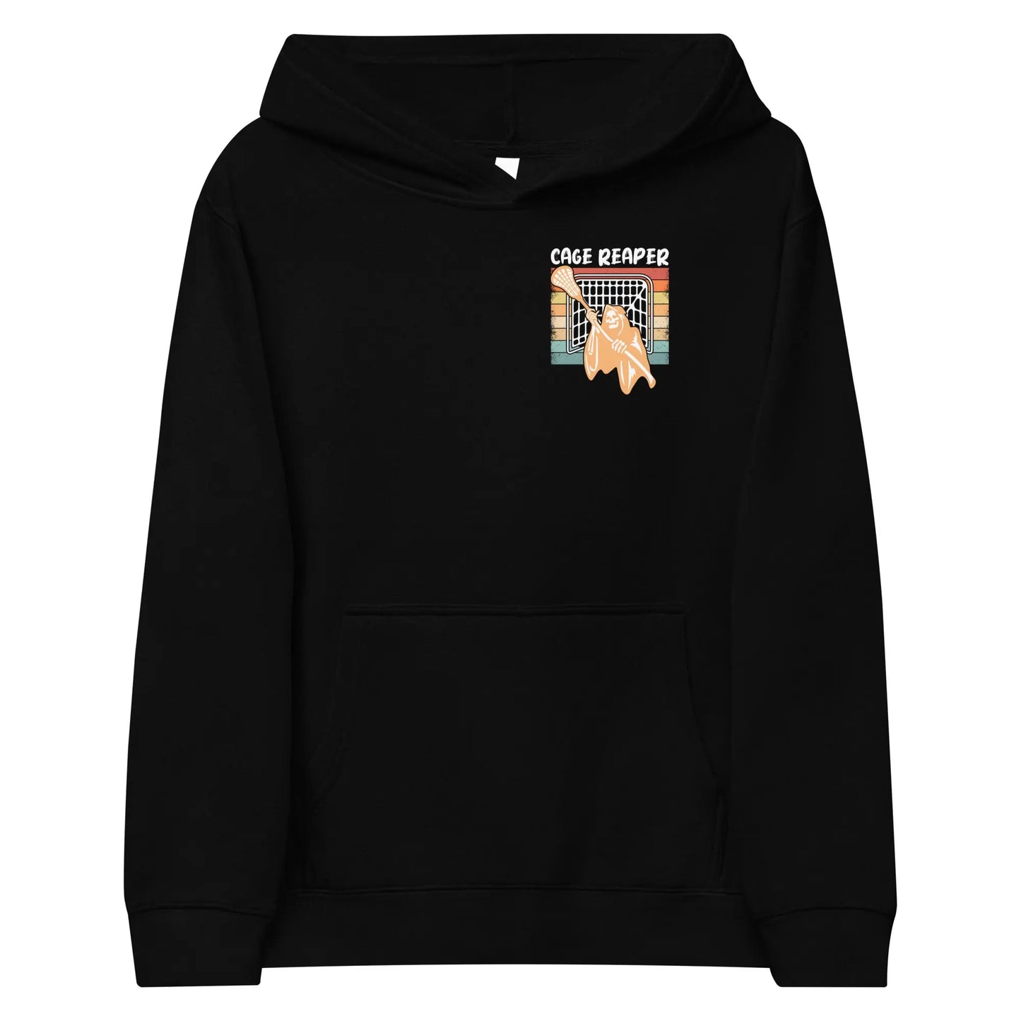 Halloween Lacrosse Cage Reaper Goalie Youth fleece hoodie Coast 2 Coast Lax USA