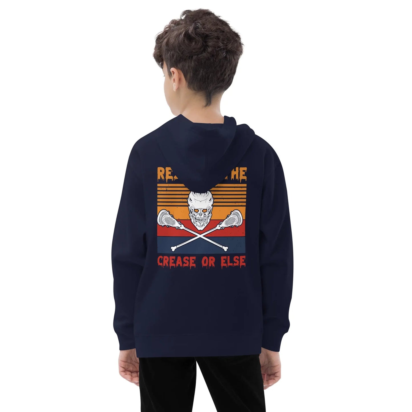 Halloween Lacrosse Respect the Crease Kids fleece hoodie Coast 2 Coast Lax USA