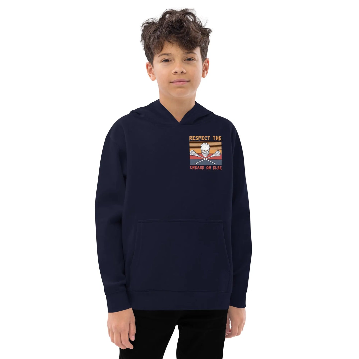 Halloween Lacrosse Respect the Crease Kids fleece hoodie Coast 2 Coast Lax USA