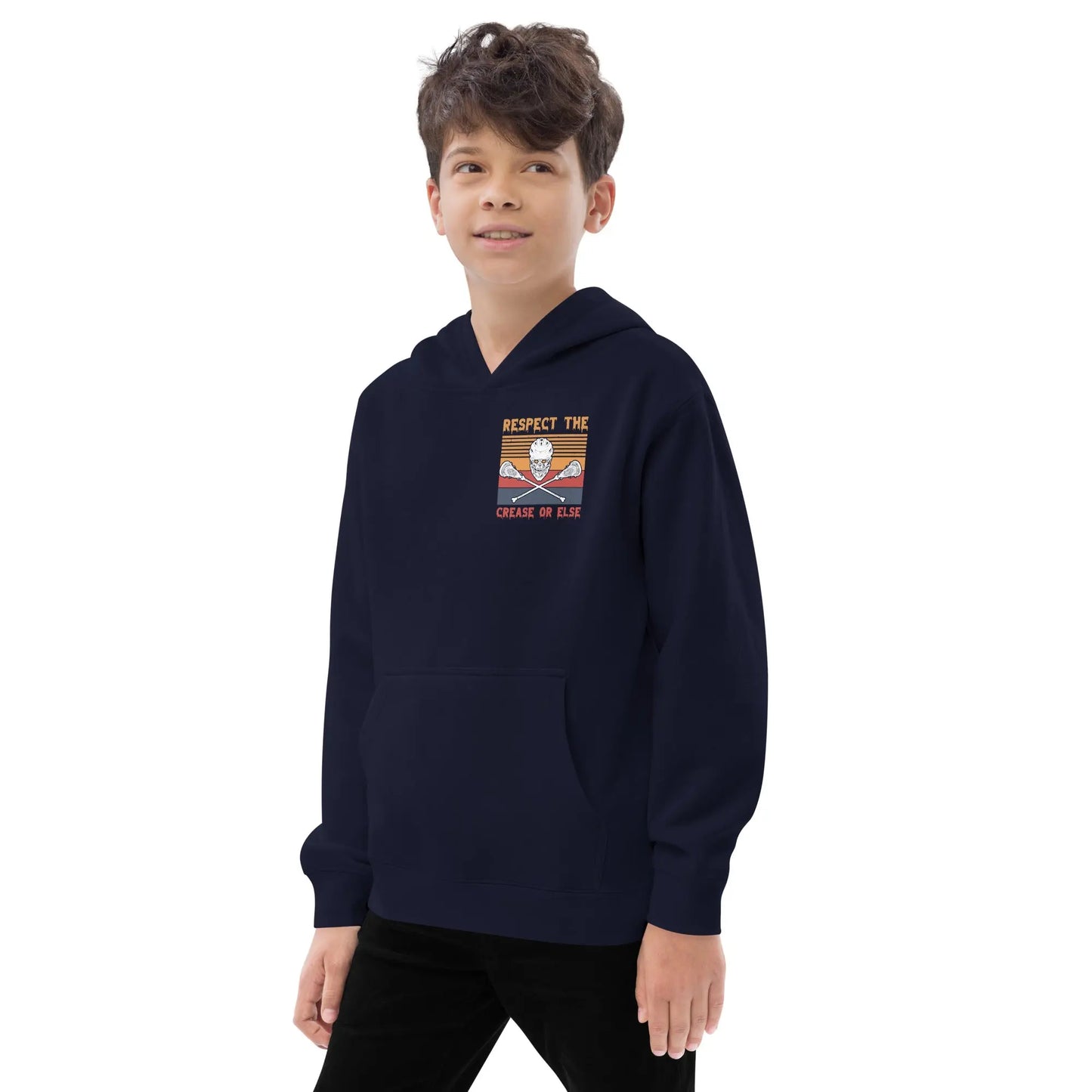 Halloween Lacrosse Respect the Crease Kids fleece hoodie Coast 2 Coast Lax USA