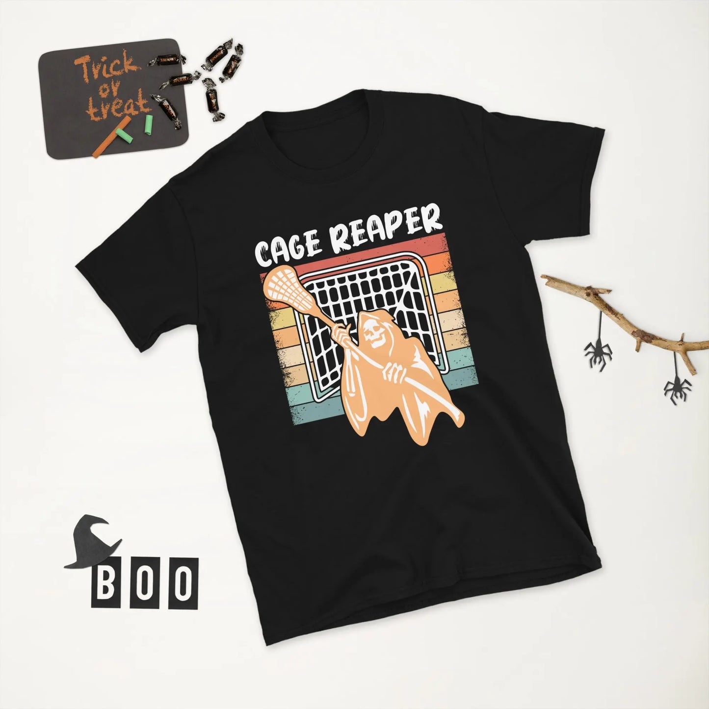 Adult Halloween Lacrosse Cage Reaper Short-Sleeve T-Shirt Coast 2 Coast Lax USA