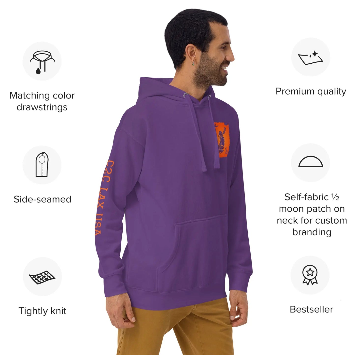 Adult Fall/Halloween Lacrosse Player Hoodie Coast 2 Coast Lax USA