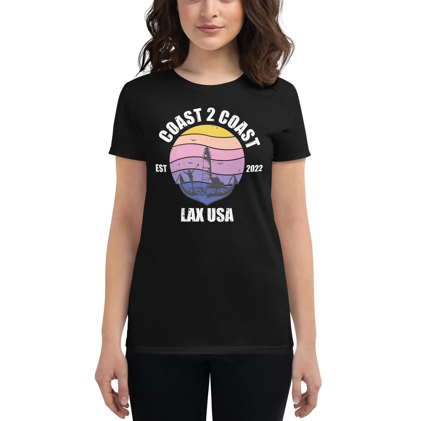 Anchor Lighthouse Women's short sleeve t-shirt Coast 2 Coast Lax USA