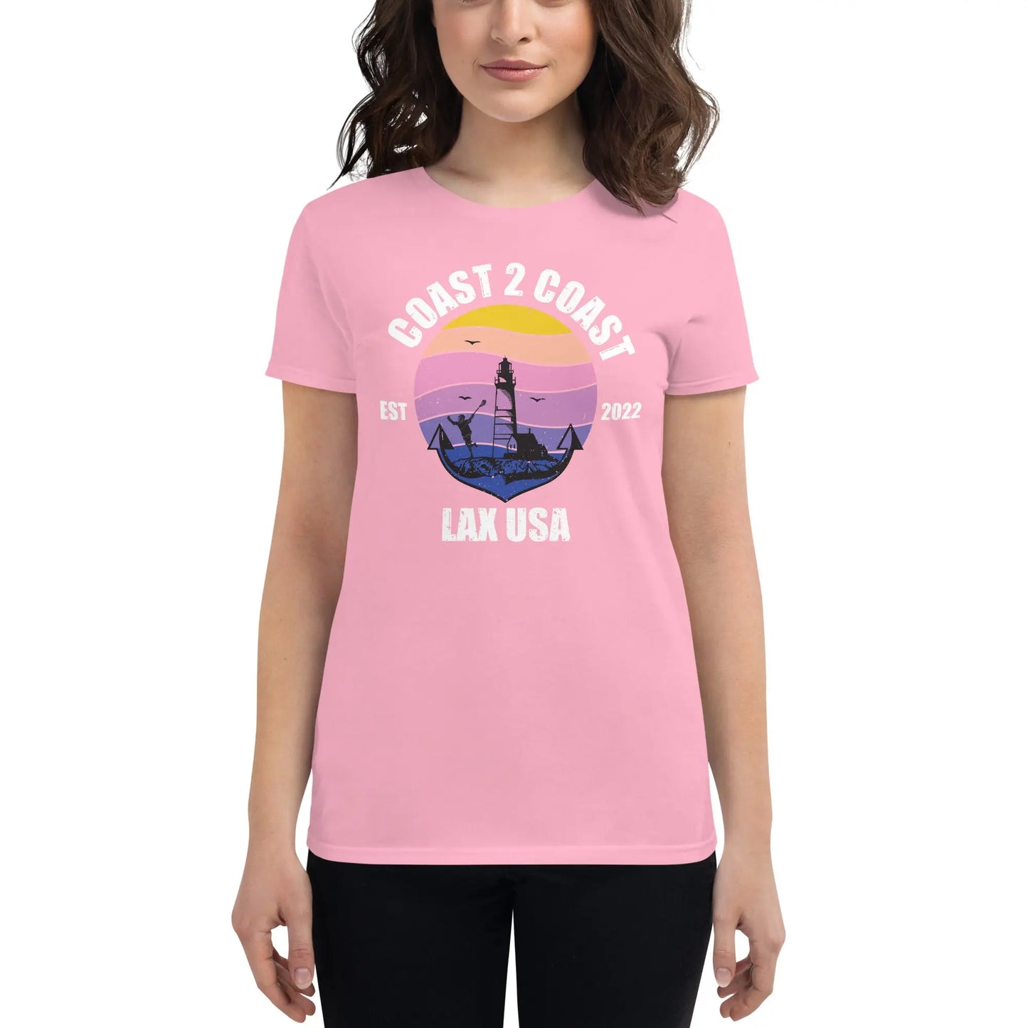 Anchor Lighthouse Women's short sleeve t-shirt Coast 2 Coast Lax USA