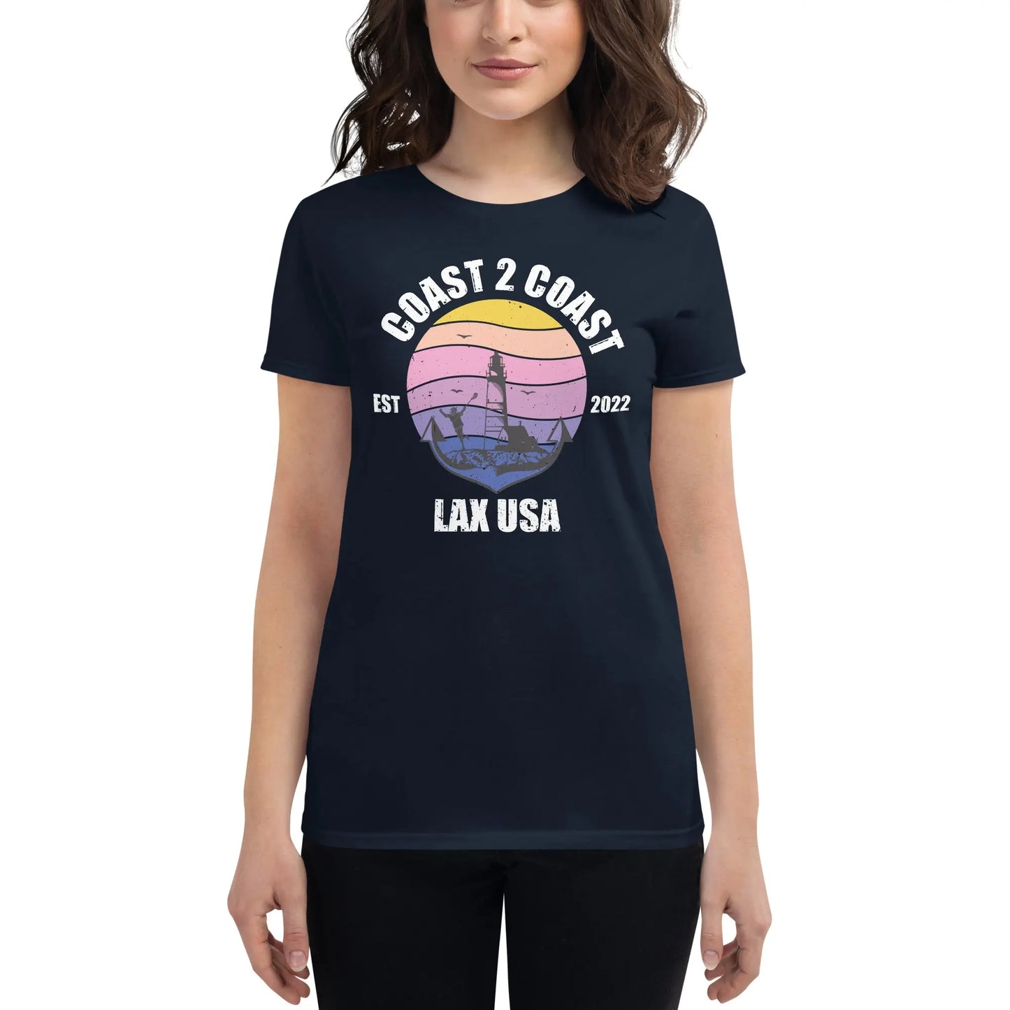 Anchor Lighthouse Women's short sleeve t-shirt Coast 2 Coast Lax USA