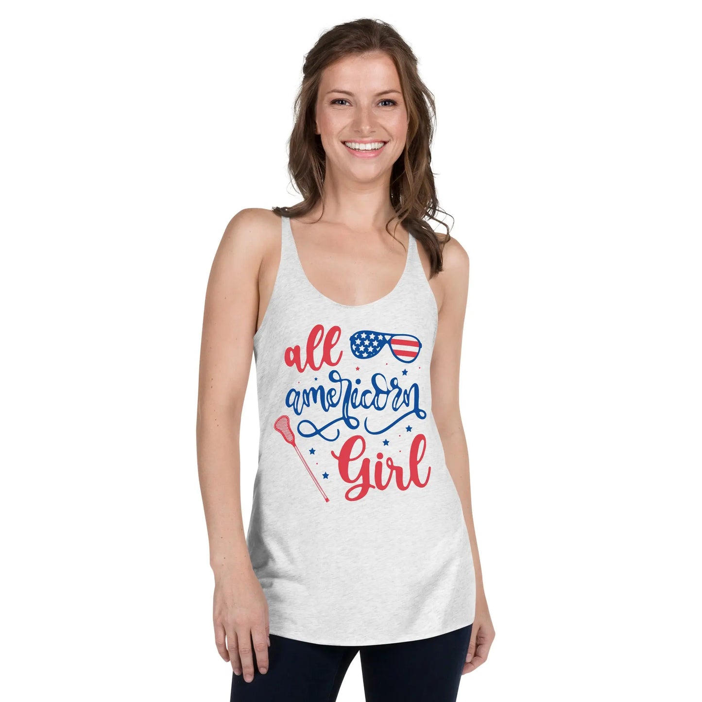 All American Girl Lacrosse Women's Racerback Tank Coast 2 Coast Lax USA
