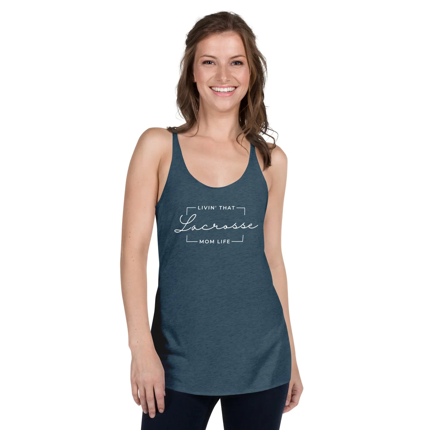 Living that Mom Lacrosse Life Racerback Tank Coast 2 Coast Lax USA