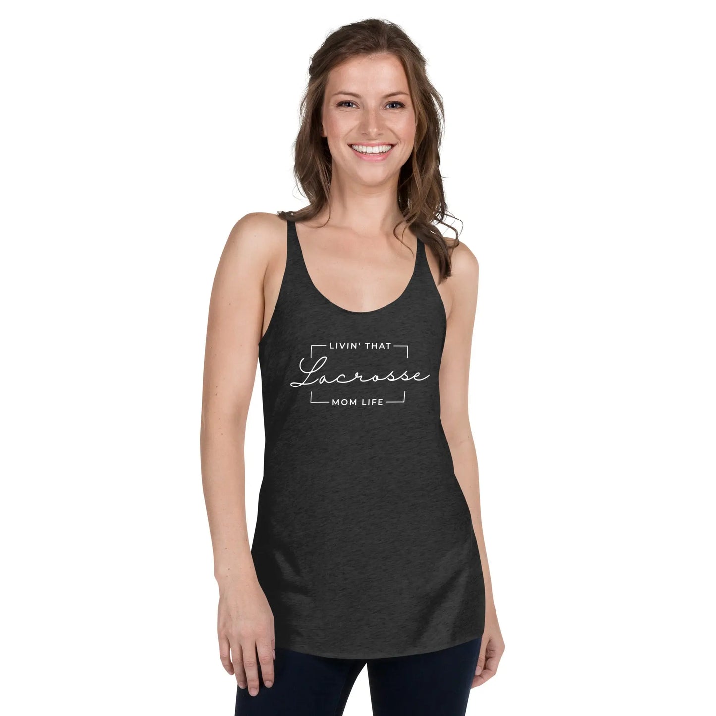 Living that Mom Lacrosse Life Racerback Tank Coast 2 Coast Lax USA