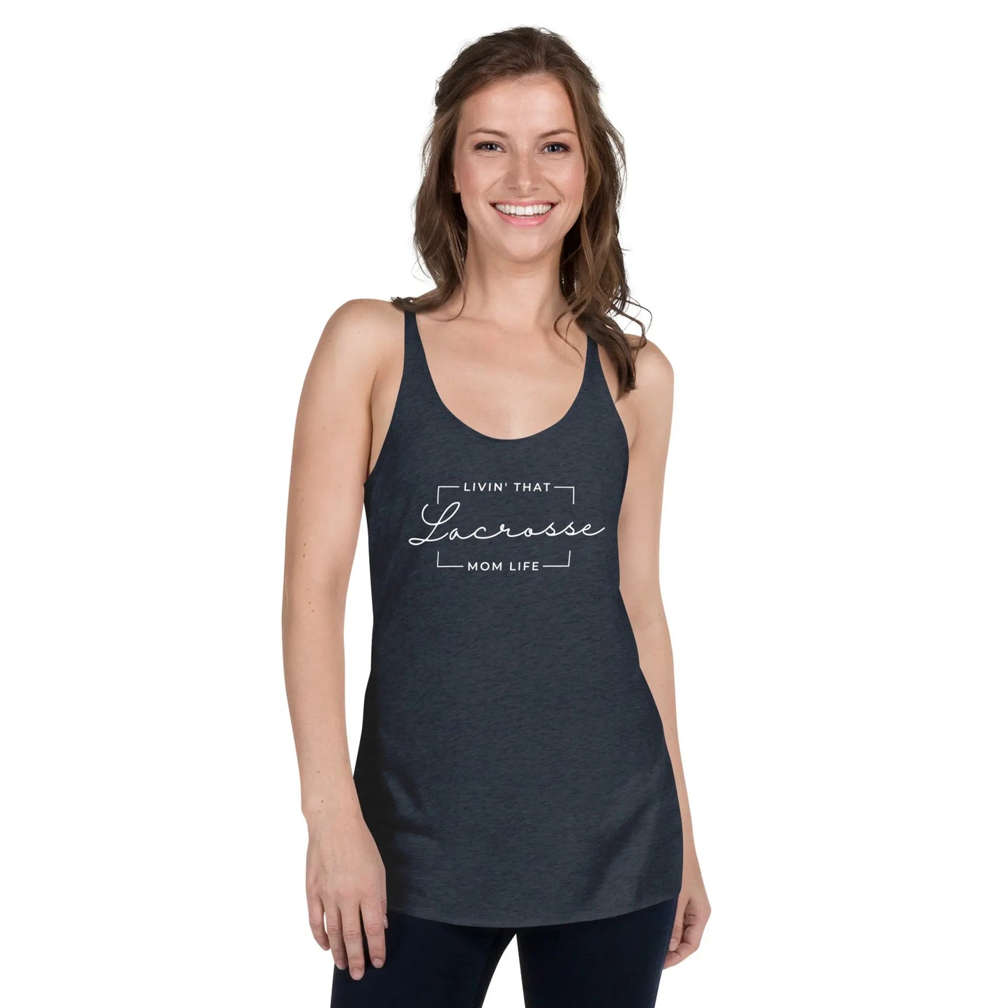 Living that Mom Lacrosse Life Racerback Tank Coast 2 Coast Lax USA
