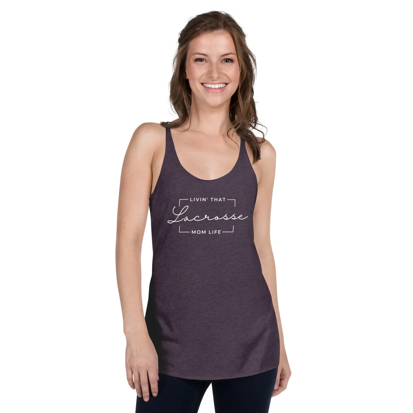 Living that Mom Lacrosse Life Racerback Tank Coast 2 Coast Lax USA
