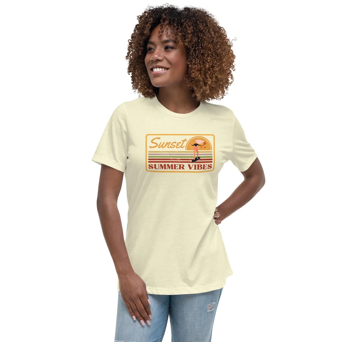 Women's Sunset Lacrosse Relaxed T-Shirt Coast 2 Coast Lax USA